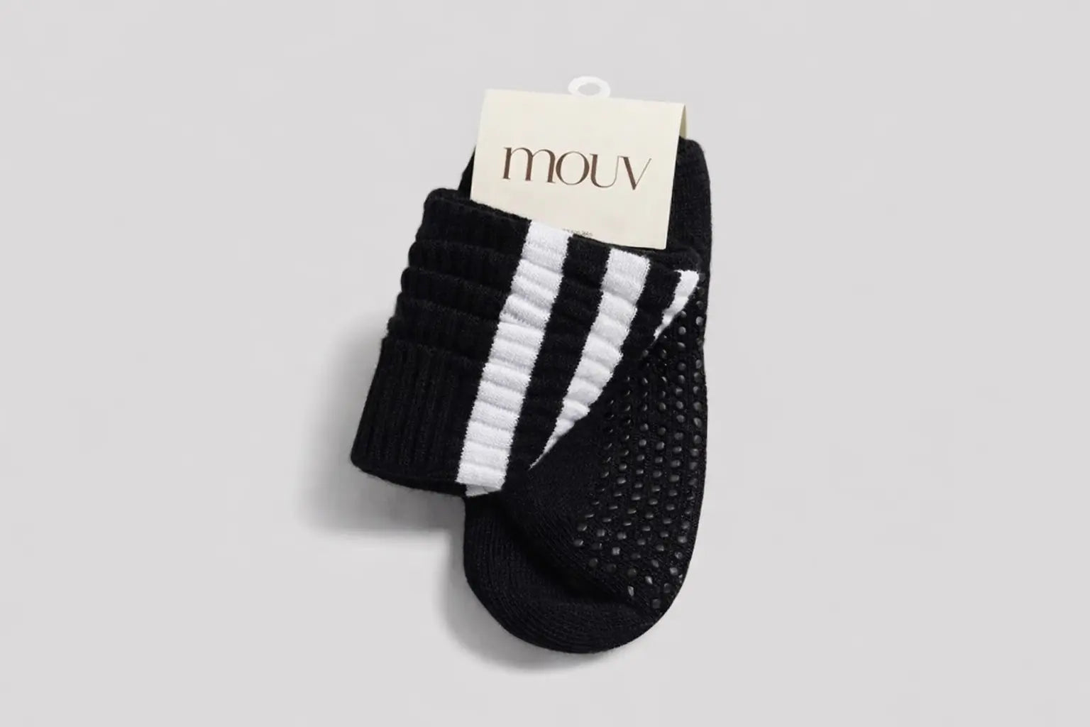 Mouv black slouch socks with Stripes MOUV