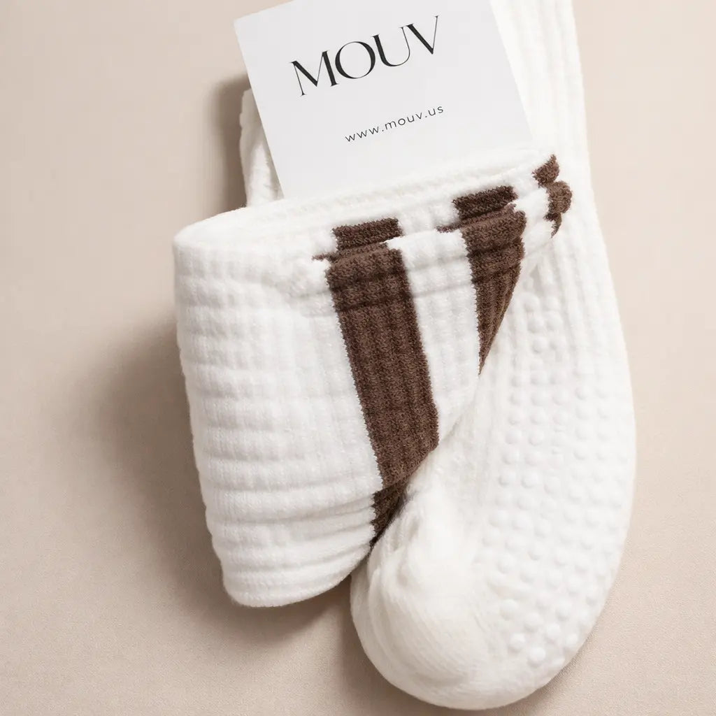 MOUV Grip Sock White / Cocoa Stripe MOUV
